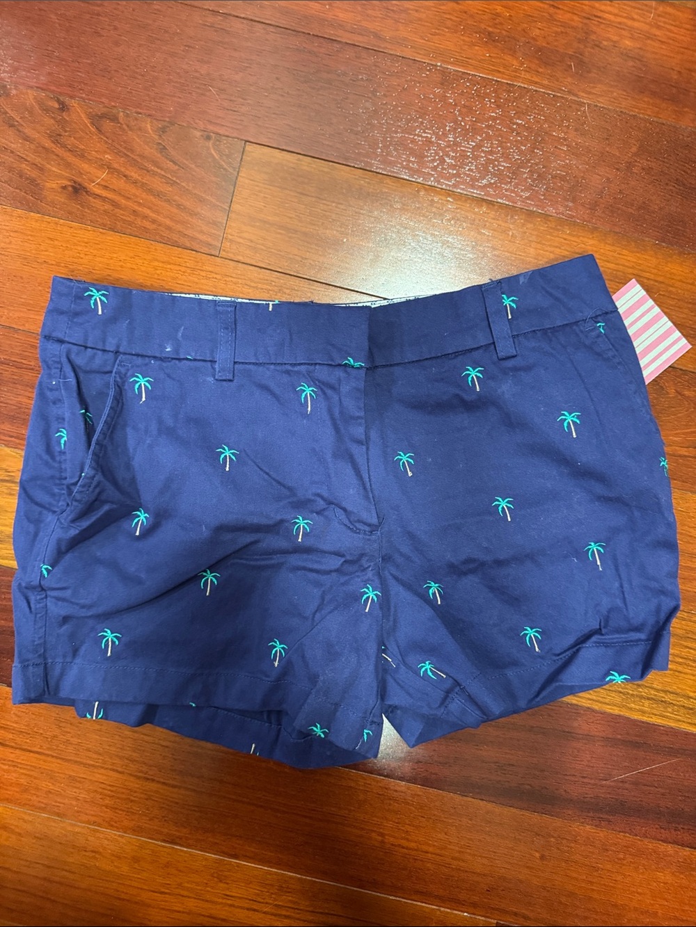 Cambridge Dry Goods Navy Shorts with Teal Palm Embroidery